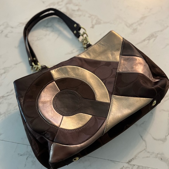 Coach Brown and Gold Shoulder Bag - Picture 1 of 7